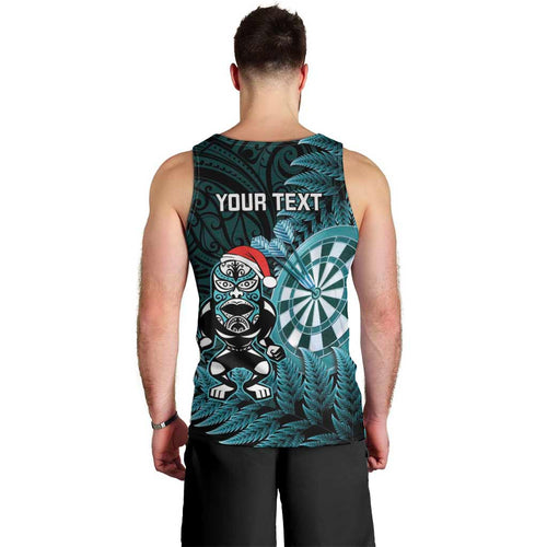 Personalised New Zealand Darts Christmas Men Tank Top Maori Fern Merry Dartsmas - Aussie Hoodie