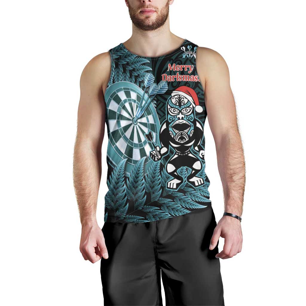 Personalised New Zealand Darts Christmas Men Tank Top Maori Fern Merry Dartsmas - Aussie Hoodie