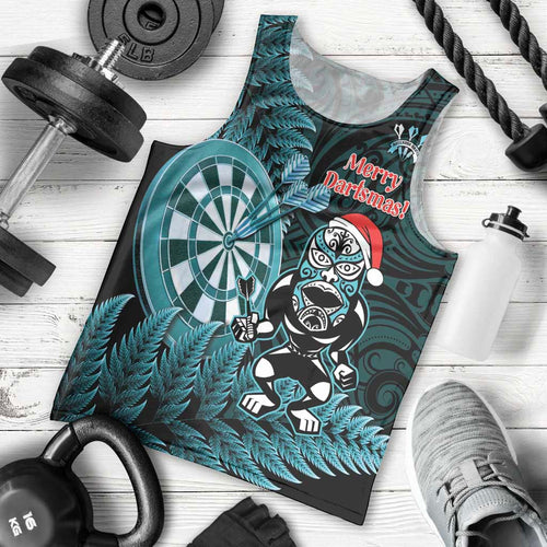 Personalised New Zealand Darts Christmas Men Tank Top Maori Fern Merry Dartsmas - Aussie Hoodie