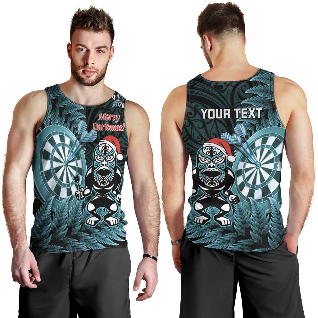 Personalised New Zealand Darts Christmas Men Tank Top Maori Fern Merry Dartsmas - Aussie Hoodie