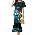 Personalised New Zealand Darts Christmas Mermaid Dress Maori Fern Merry Dartsmas - Aussie Hoodie