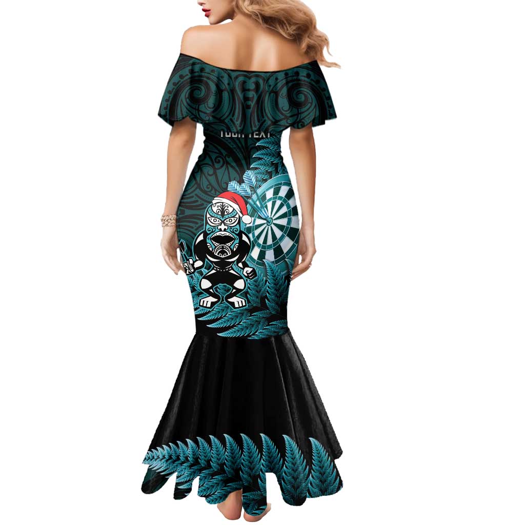 Personalised New Zealand Darts Christmas Mermaid Dress Maori Fern Merry Dartsmas - Aussie Hoodie