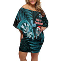 Personalised New Zealand Darts Christmas Off Shoulder Short Dress Maori Fern Merry Dartsmas - Aussie Hoodie