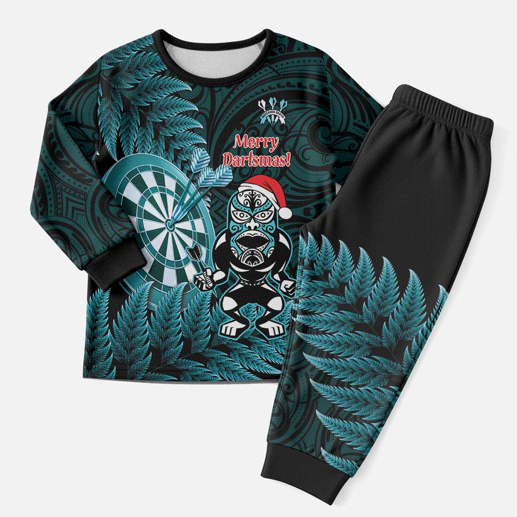 Personalised New Zealand Darts Christmas Pajama Set Maori Fern Merry Dartsmas - Aussie Hoodie