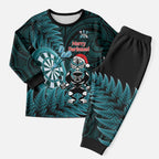 Personalised New Zealand Darts Christmas Pajama Set Maori Fern Merry Dartsmas - Aussie Hoodie
