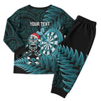 Personalised New Zealand Darts Christmas Pajama Set Maori Fern Merry Dartsmas - Aussie Hoodie