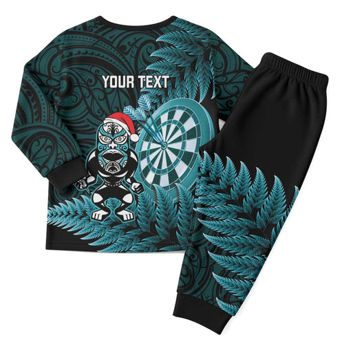 Personalised New Zealand Darts Christmas Pajama Set Maori Fern Merry Dartsmas - Aussie Hoodie