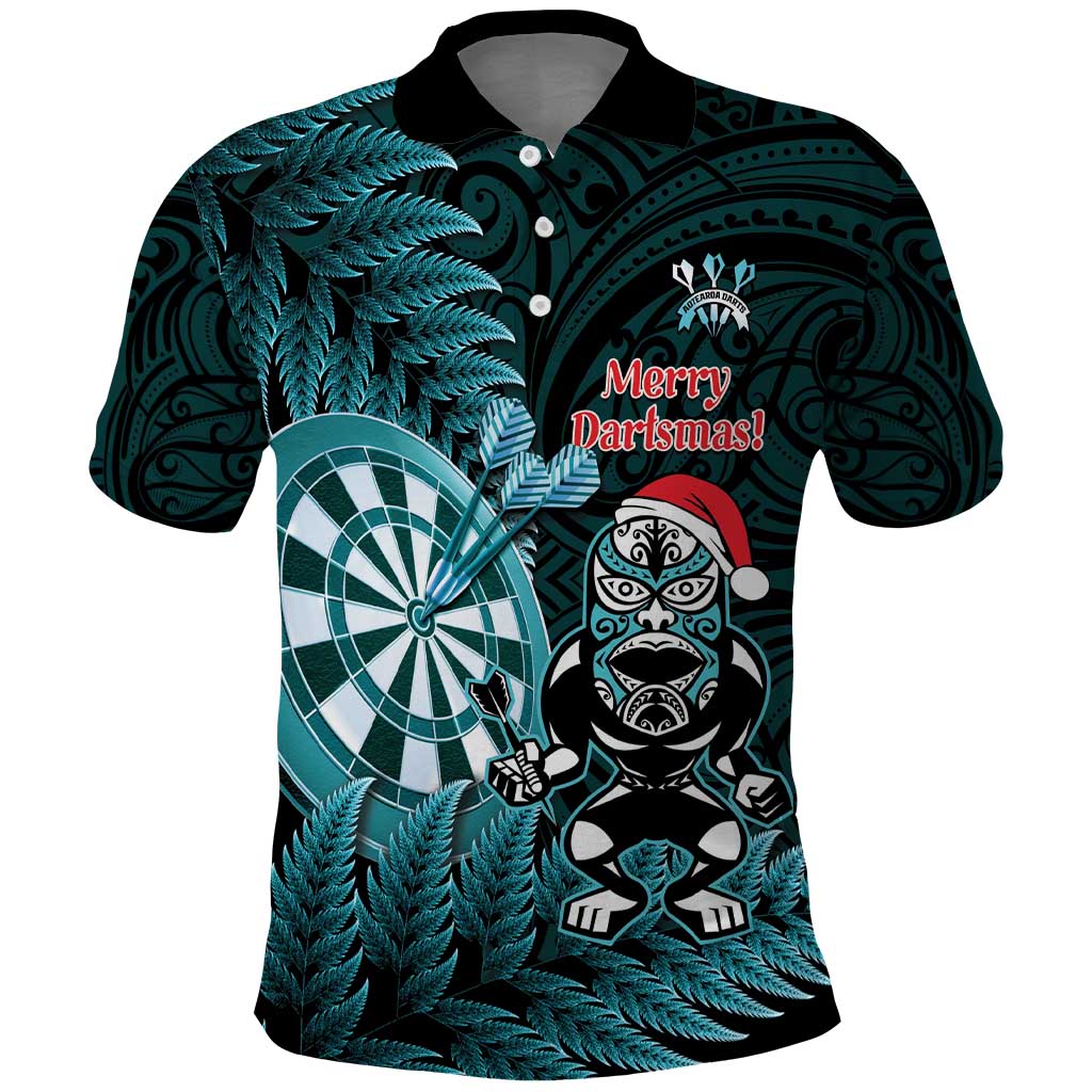 Personalised New Zealand Darts Christmas Polo Shirt Maori Fern Merry Dartsmas - Aussie Hoodie