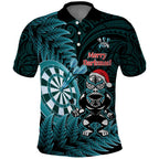Personalised New Zealand Darts Christmas Polo Shirt Maori Fern Merry Dartsmas - Aussie Hoodie