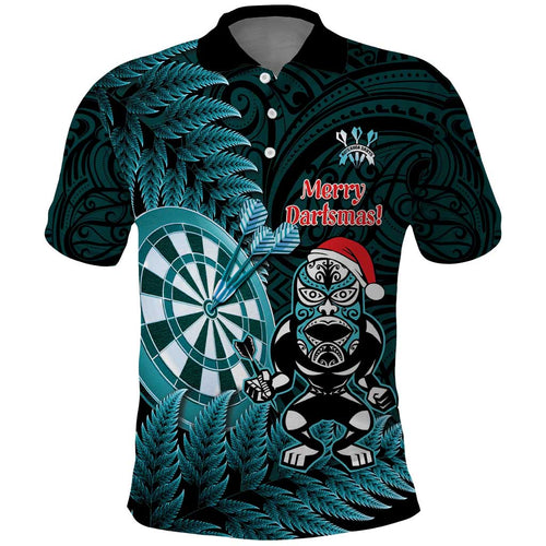 Personalised New Zealand Darts Christmas Polo Shirt Maori Fern Merry Dartsmas - Aussie Hoodie