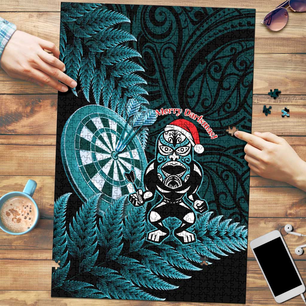 New Zealand Darts Christmas Puzzle Maori Fern Merry Dartsmas - Aussie Hoodie
