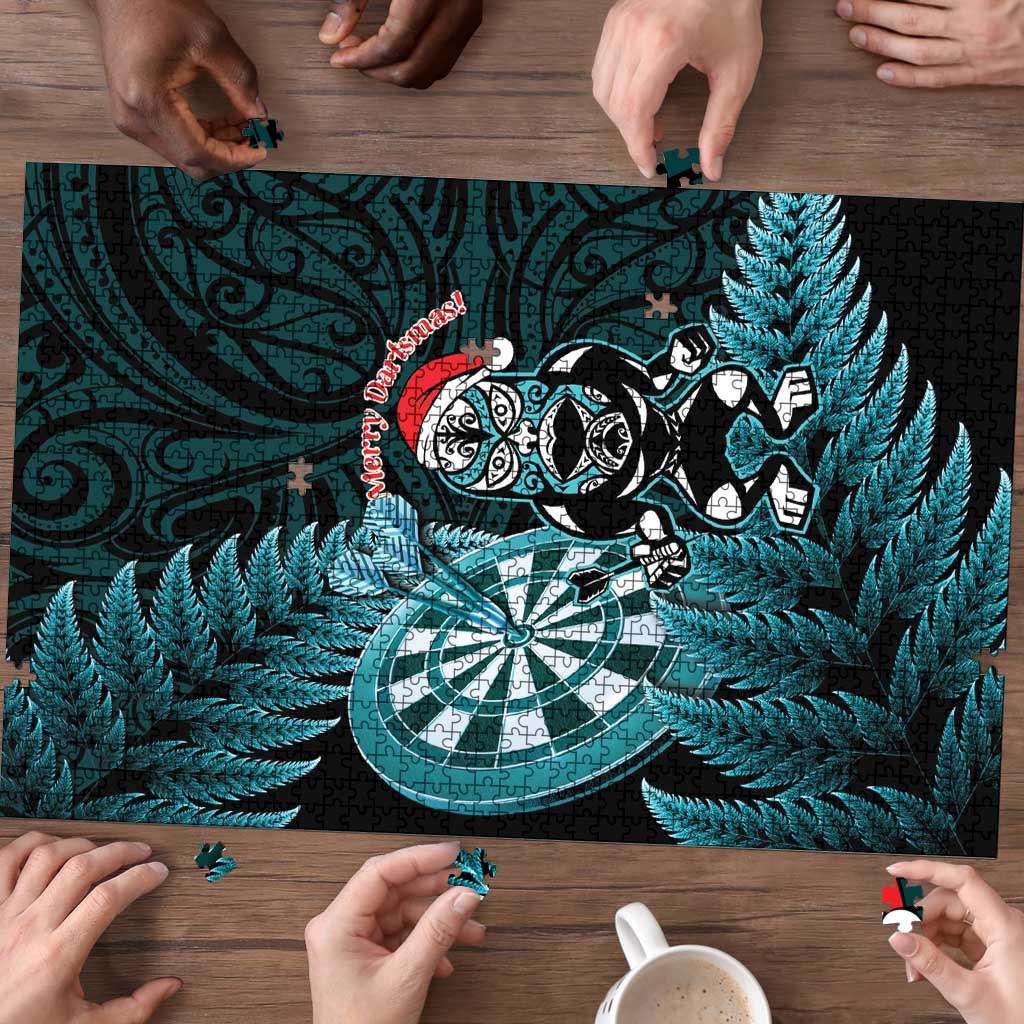 New Zealand Darts Christmas Puzzle Maori Fern Merry Dartsmas - Aussie Hoodie
