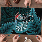 New Zealand Darts Christmas Puzzle Maori Fern Merry Dartsmas - Aussie Hoodie