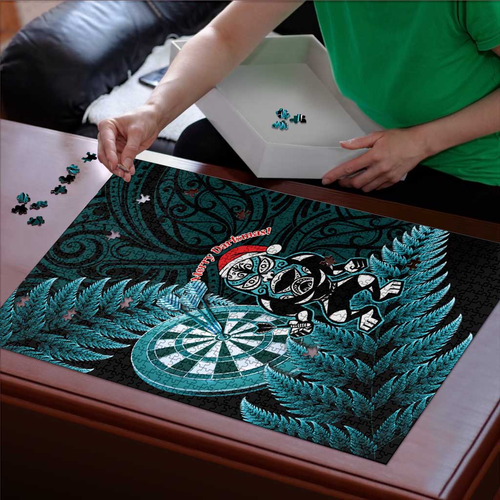 New Zealand Darts Christmas Puzzle Maori Fern Merry Dartsmas - Aussie Hoodie