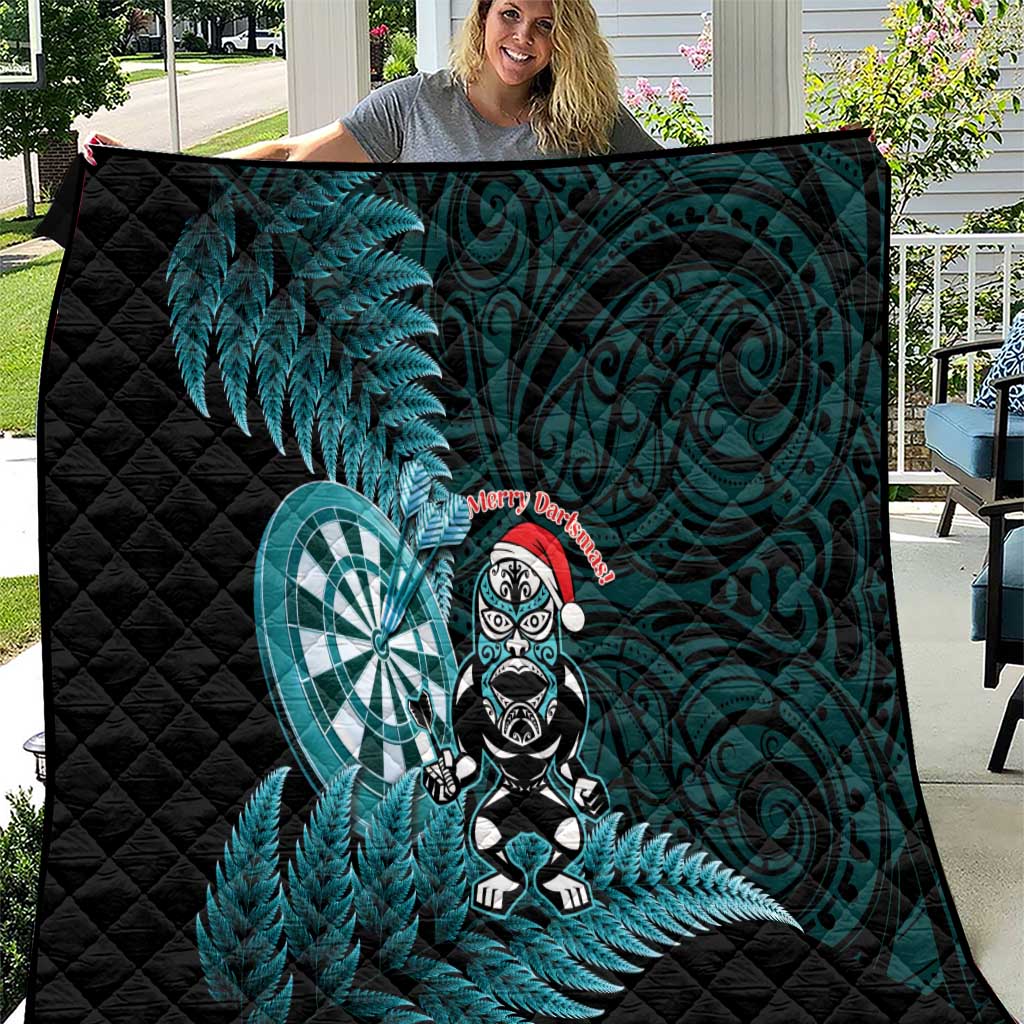 New Zealand Darts Christmas Quilt Maori Fern Merry Dartsmas - Aussie Hoodie
