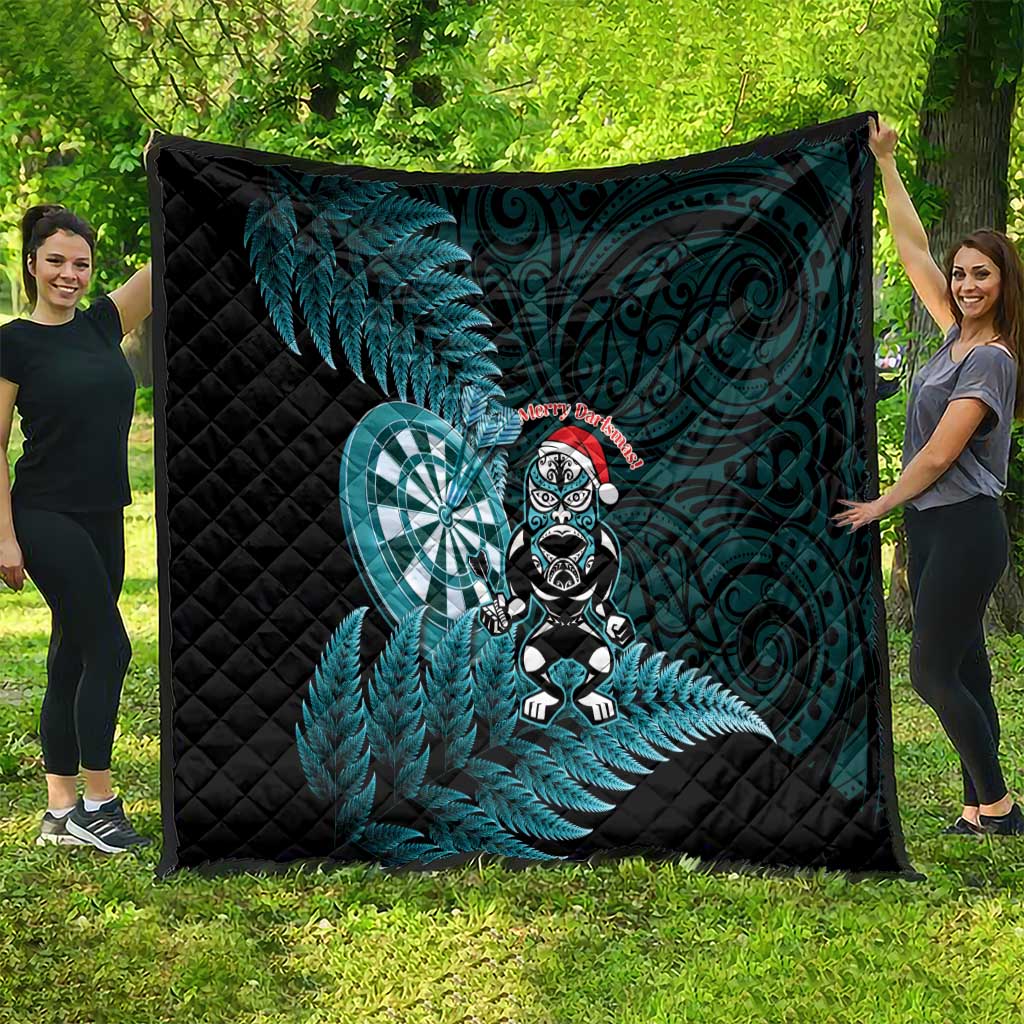 New Zealand Darts Christmas Quilt Maori Fern Merry Dartsmas - Aussie Hoodie