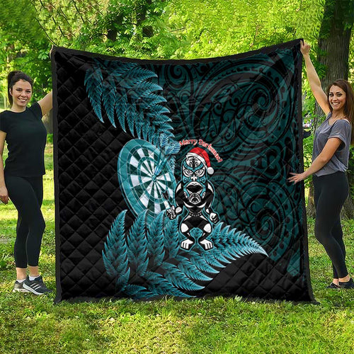 New Zealand Darts Christmas Quilt Maori Fern Merry Dartsmas - Aussie Hoodie