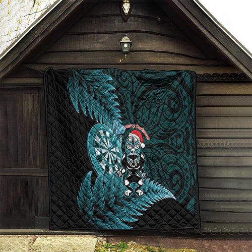 New Zealand Darts Christmas Quilt Maori Fern Merry Dartsmas - Aussie Hoodie