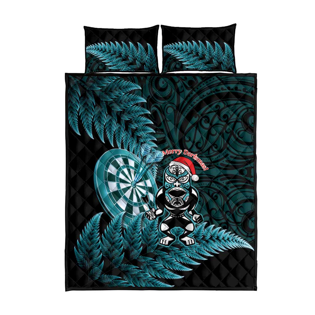 New Zealand Darts Christmas Quilt Bed Set Maori Fern Merry Dartsmas - Aussie Hoodie