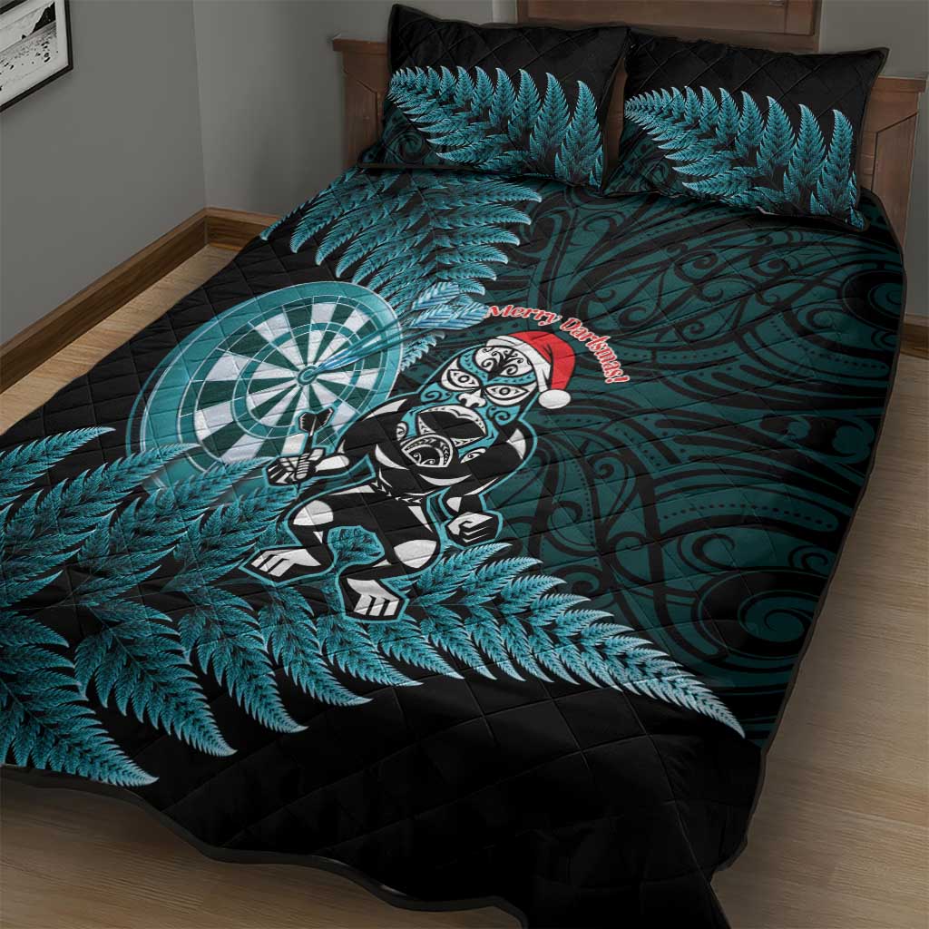 New Zealand Darts Christmas Quilt Bed Set Maori Fern Merry Dartsmas - Aussie Hoodie