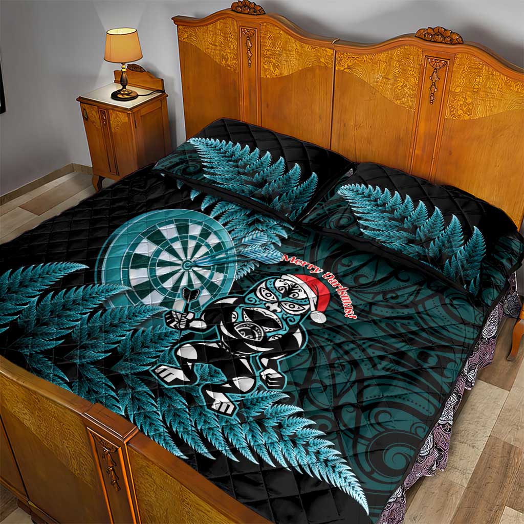 New Zealand Darts Christmas Quilt Bed Set Maori Fern Merry Dartsmas - Aussie Hoodie
