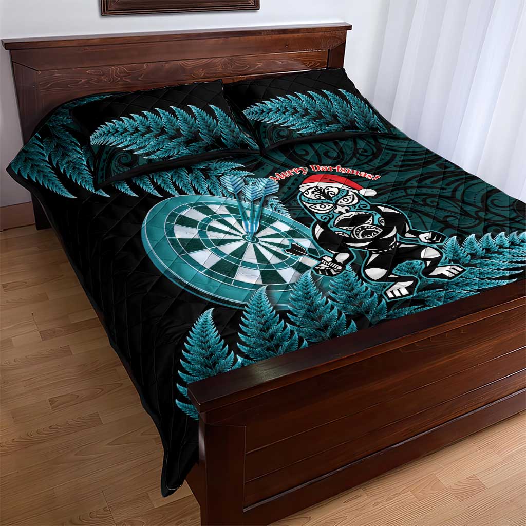 New Zealand Darts Christmas Quilt Bed Set Maori Fern Merry Dartsmas - Aussie Hoodie