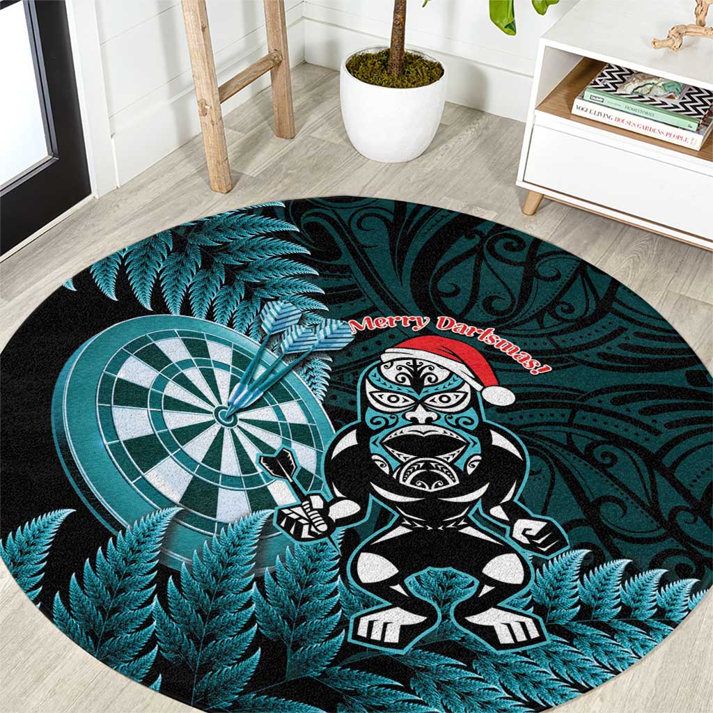 New Zealand Darts Christmas Round Carpet Maori Fern Merry Dartsmas - Aussie Hoodie