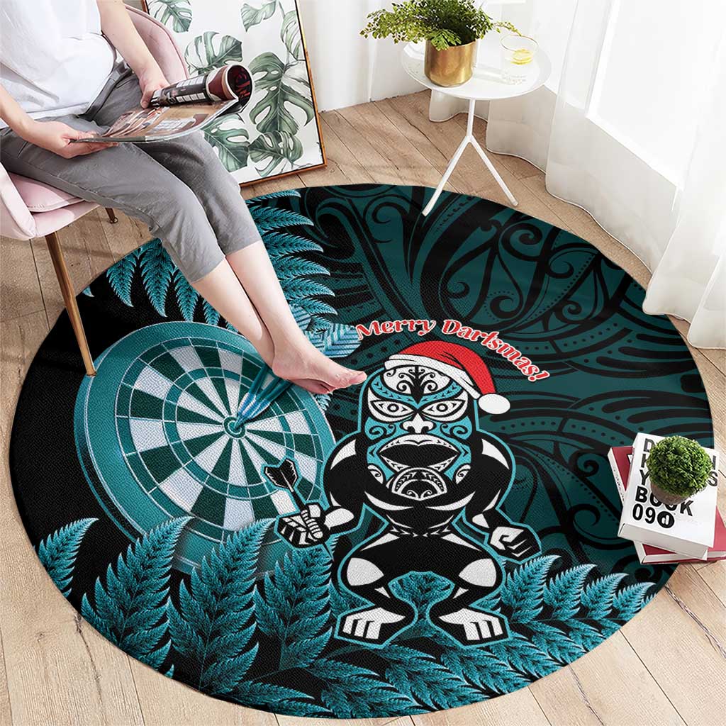 New Zealand Darts Christmas Round Carpet Maori Fern Merry Dartsmas - Aussie Hoodie