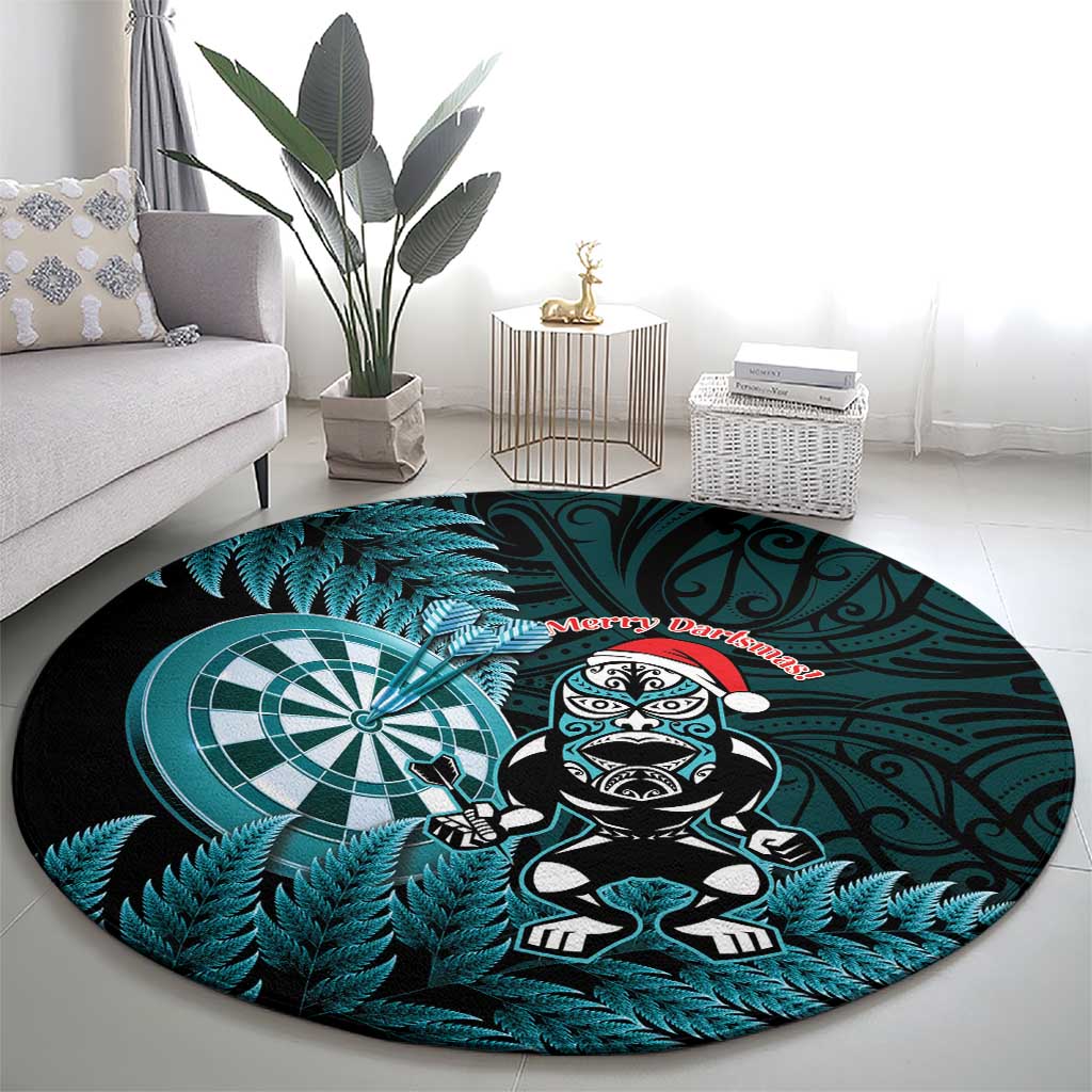 New Zealand Darts Christmas Round Carpet Maori Fern Merry Dartsmas - Aussie Hoodie