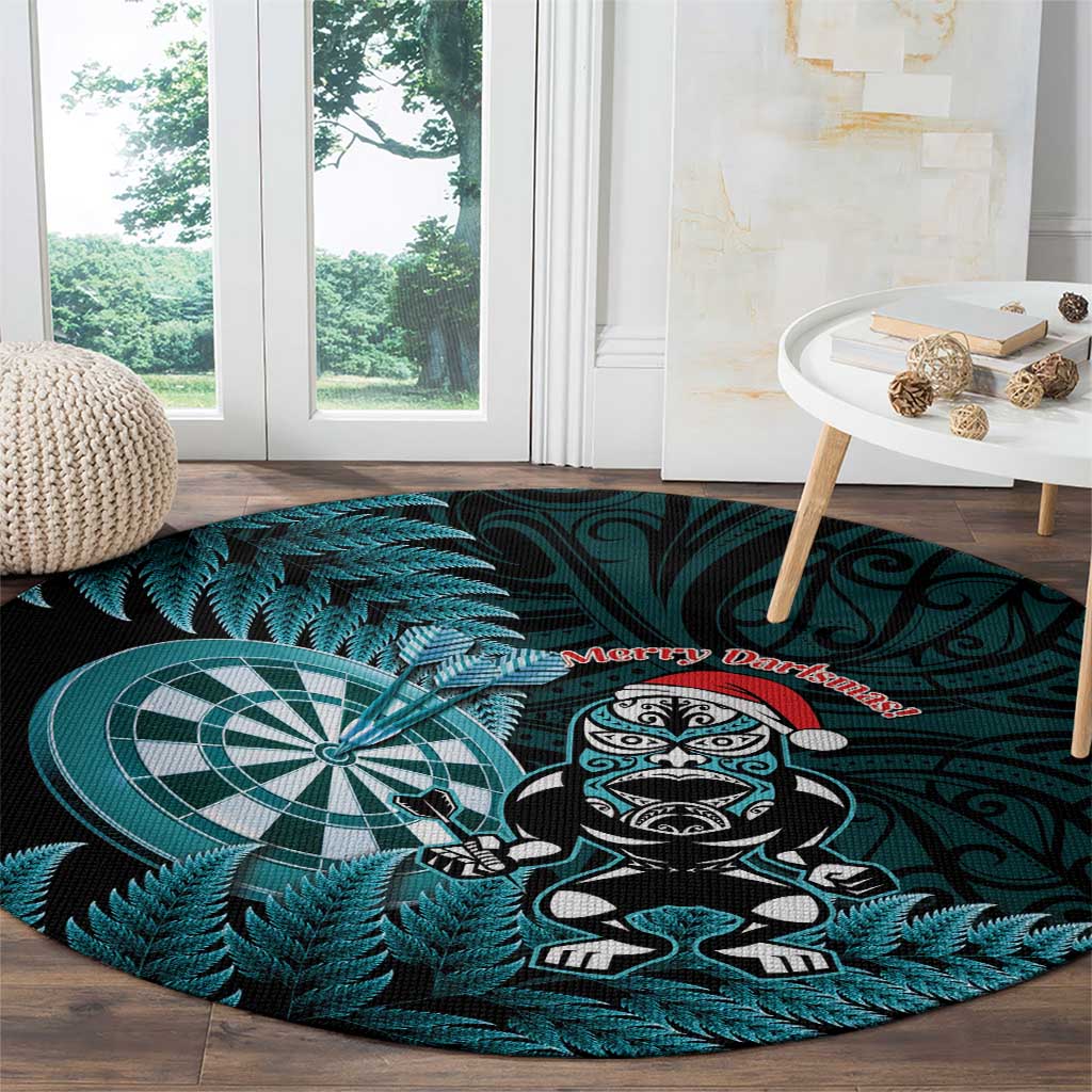 New Zealand Darts Christmas Round Carpet Maori Fern Merry Dartsmas - Aussie Hoodie