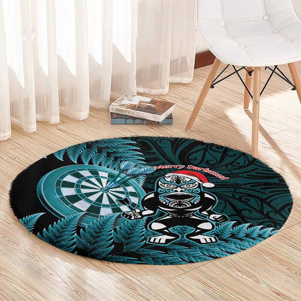 New Zealand Darts Christmas Round Carpet Maori Fern Merry Dartsmas - Aussie Hoodie