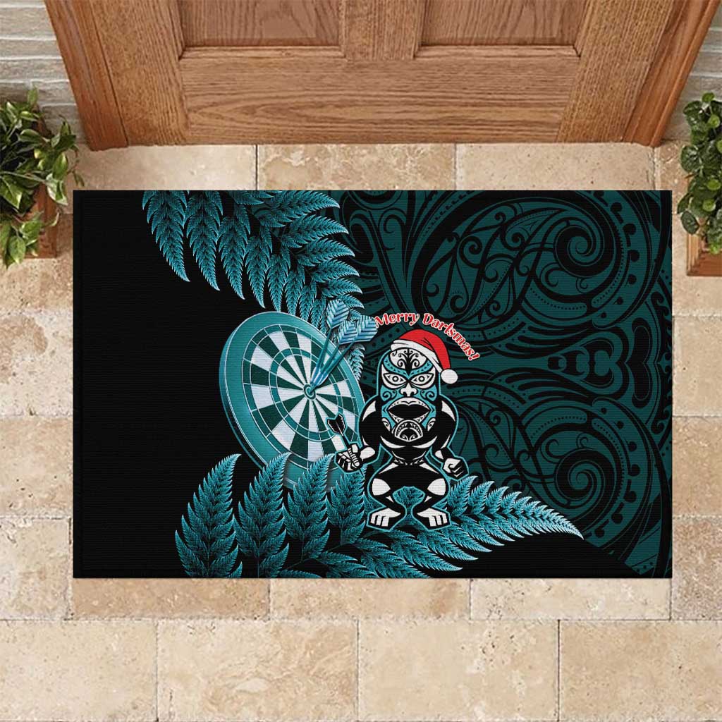 New Zealand Darts Christmas Rubber Doormat Maori Fern Merry Dartsmas - Aussie Hoodie