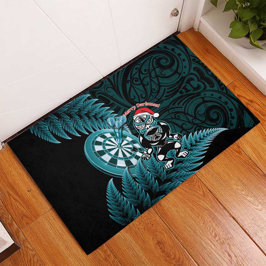 New Zealand Darts Christmas Rubber Doormat Maori Fern Merry Dartsmas - Aussie Hoodie