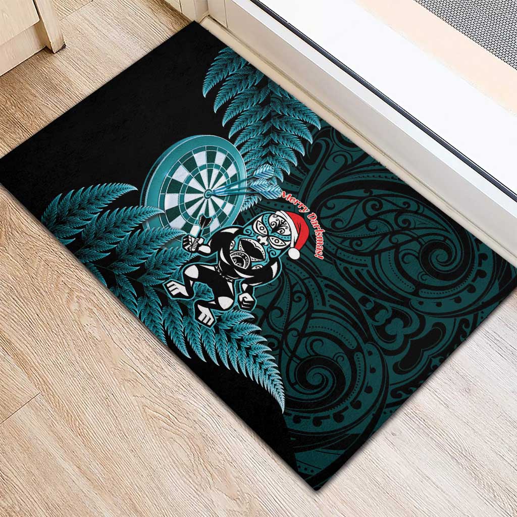 New Zealand Darts Christmas Rubber Doormat Maori Fern Merry Dartsmas - Aussie Hoodie