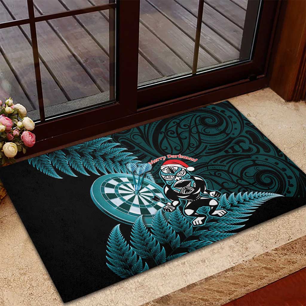 New Zealand Darts Christmas Rubber Doormat Maori Fern Merry Dartsmas - Aussie Hoodie