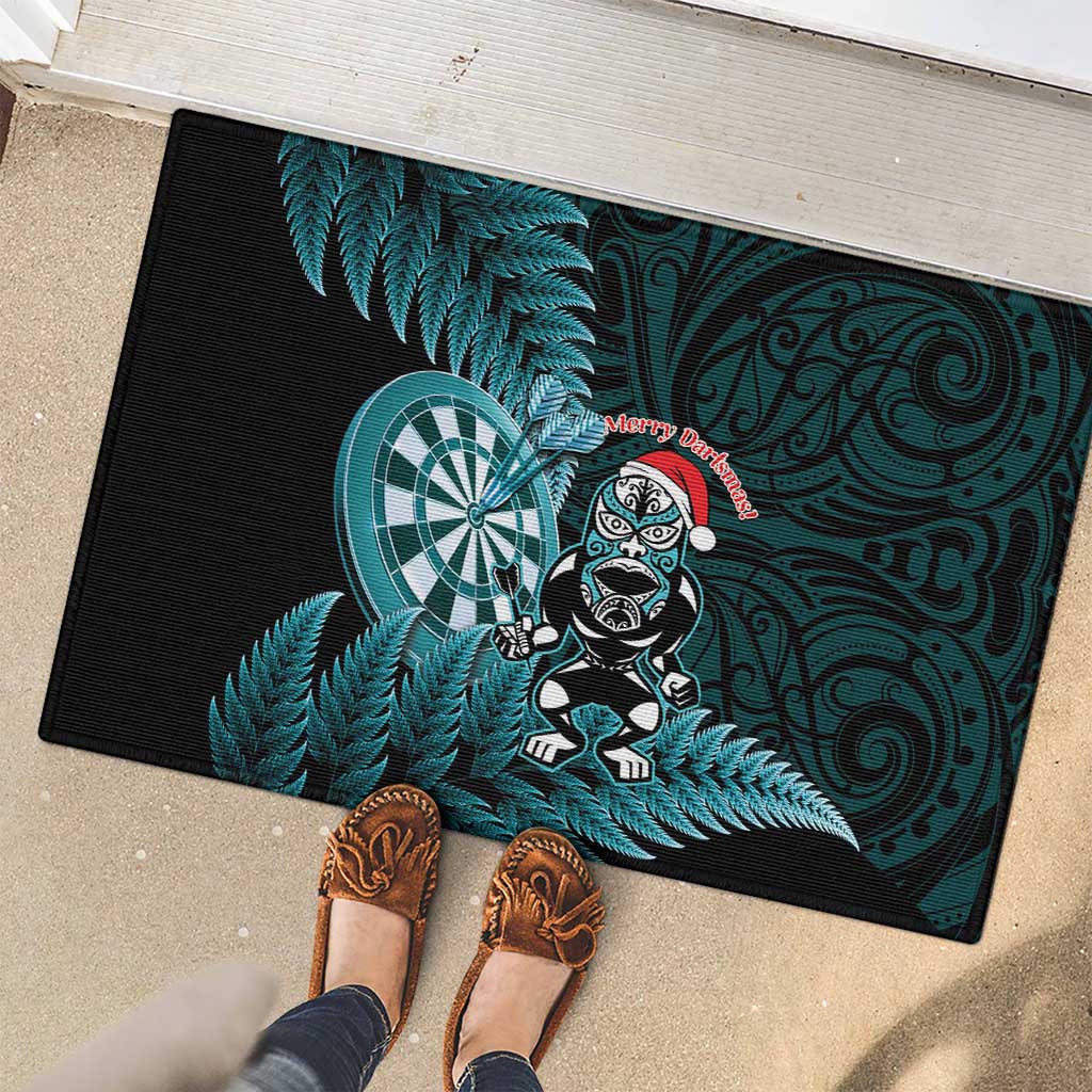 New Zealand Darts Christmas Rubber Doormat Maori Fern Merry Dartsmas - Aussie Hoodie