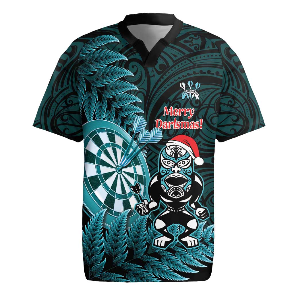 Personalised New Zealand Darts Christmas Rugby Jersey Maori Fern Merry Dartsmas - Aussie Hoodie