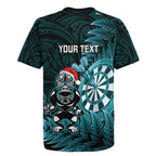 Personalised New Zealand Darts Christmas Rugby Jersey Maori Fern Merry Dartsmas - Aussie Hoodie
