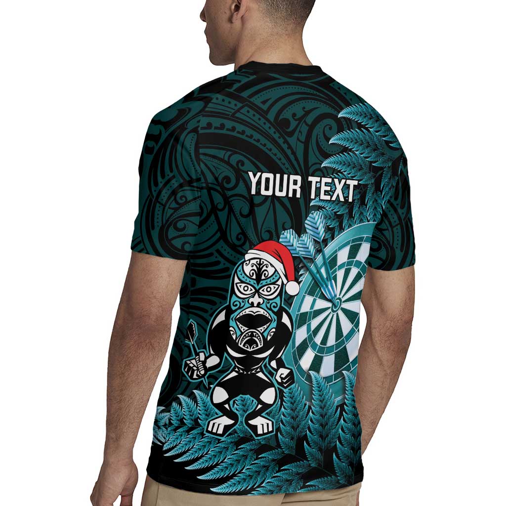 Personalised New Zealand Darts Christmas Rugby Jersey Maori Fern Merry Dartsmas - Aussie Hoodie
