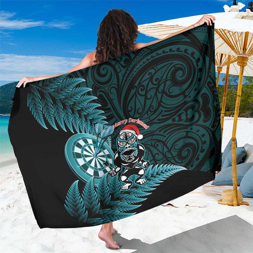 New Zealand Darts Christmas Sarong Maori Fern Merry Dartsmas - Aussie Hoodie