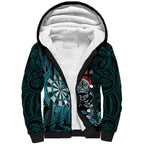 Personalised New Zealand Darts Christmas Sherpa Hoodie Maori Fern Merry Dartsmas - Aussie Hoodie