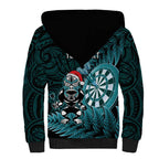 Personalised New Zealand Darts Christmas Sherpa Hoodie Maori Fern Merry Dartsmas - Aussie Hoodie