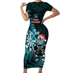 Personalised New Zealand Darts Christmas Short Sleeve Bodycon Dress Maori Fern Merry Dartsmas - Aussie Hoodie