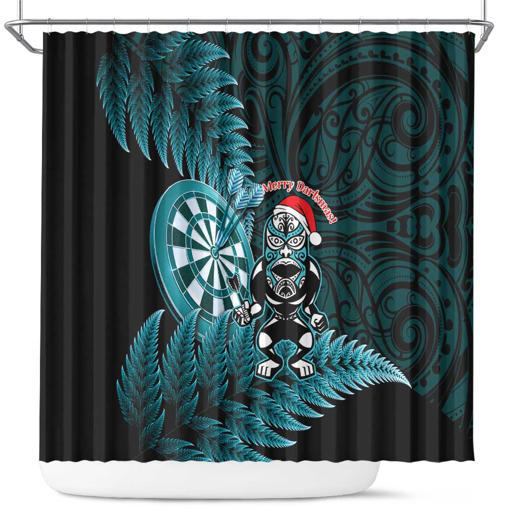 New Zealand Darts Christmas Shower Curtain Maori Fern Merry Dartsmas - Aussie Hoodie