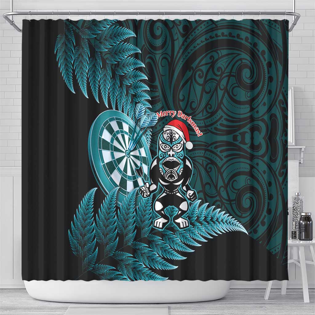 New Zealand Darts Christmas Shower Curtain Maori Fern Merry Dartsmas - Aussie Hoodie