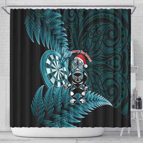 New Zealand Darts Christmas Shower Curtain Maori Fern Merry Dartsmas - Aussie Hoodie