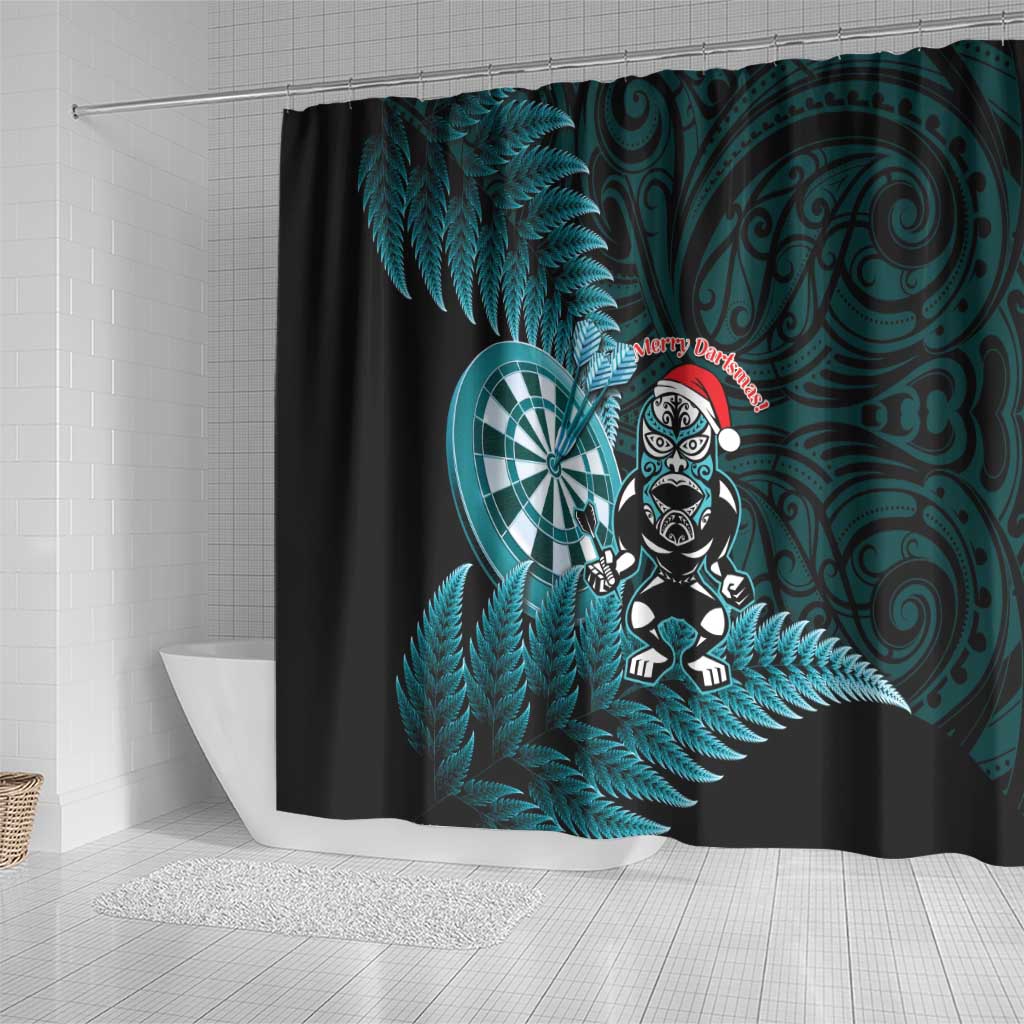 New Zealand Darts Christmas Shower Curtain Maori Fern Merry Dartsmas - Aussie Hoodie