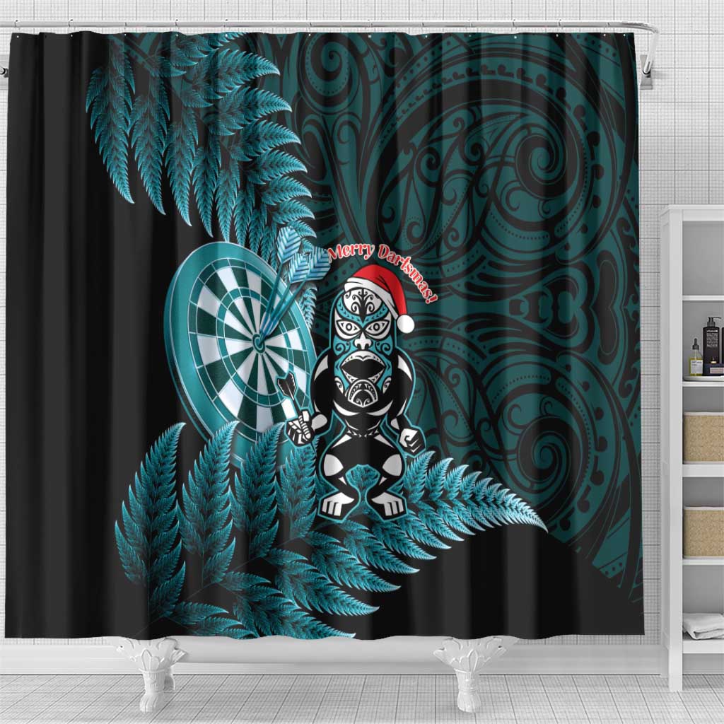 New Zealand Darts Christmas Shower Curtain Maori Fern Merry Dartsmas - Aussie Hoodie
