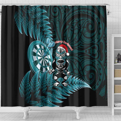 New Zealand Darts Christmas Shower Curtain Maori Fern Merry Dartsmas - Aussie Hoodie