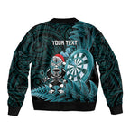 Personalised New Zealand Darts Christmas Sleeve Zip Bomber Jacket Maori Fern Merry Dartsmas - Aussie Hoodie